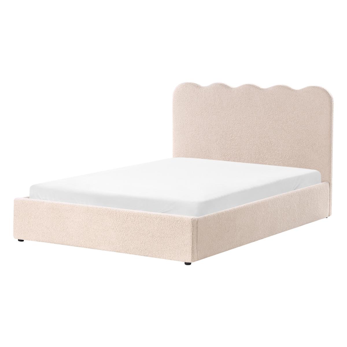 BETT mit Stauraum 140/200 cm Bouclé Beige Nanterre - Beige, Textil (140/200cm) - Beliani