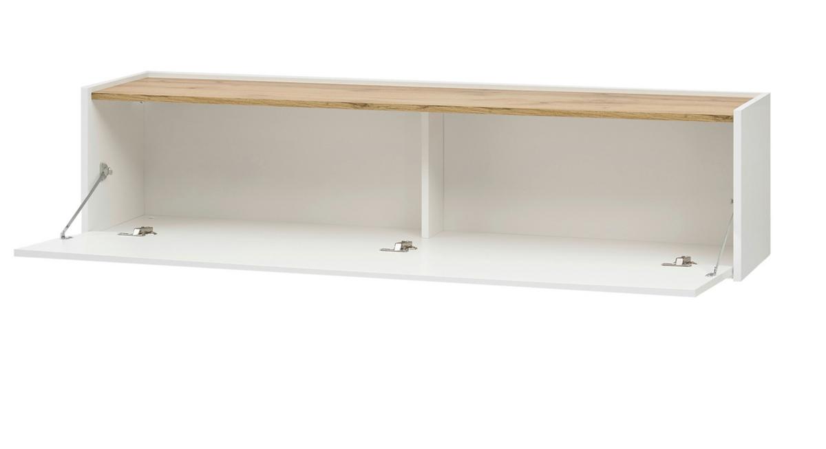 WOHNWAND 3-teilig Center in weiß und Eiche Wotan 300 cm - Eiche Wotan/Weiß, Holz/Holzwerkstoff (300/180/30cm) - Furn.Design