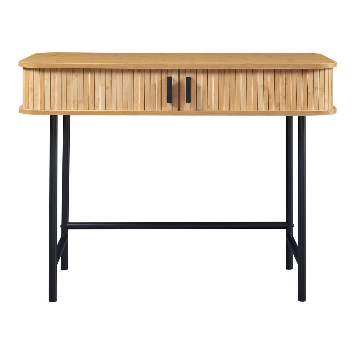 KONSOLENTISCH Tvedestrand - Schwarz/Naturfarben, Holzwerkstoff/Metall (50/100/76cm) - [en.casa]