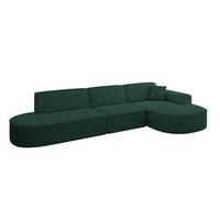 ECKSOFA Ottomane Rechts MARI-L2 - 328x171x79 cm Grün Velours - Schwarz/Grün, Holzwerkstoff/Kunststoff (171/328cm) - ALTDECOR