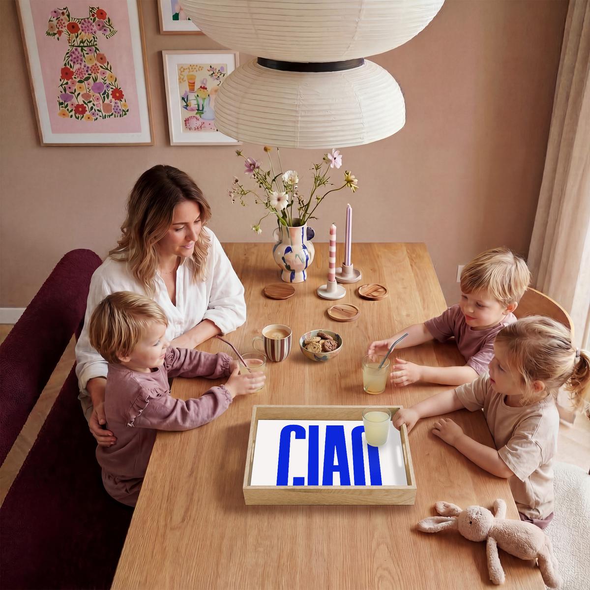 TABLETT Ciao - Großbuchstaben - Blau - Minimalistisch 40x30 cm - Blau, Holz (40/5/5cm) - OnlyWow