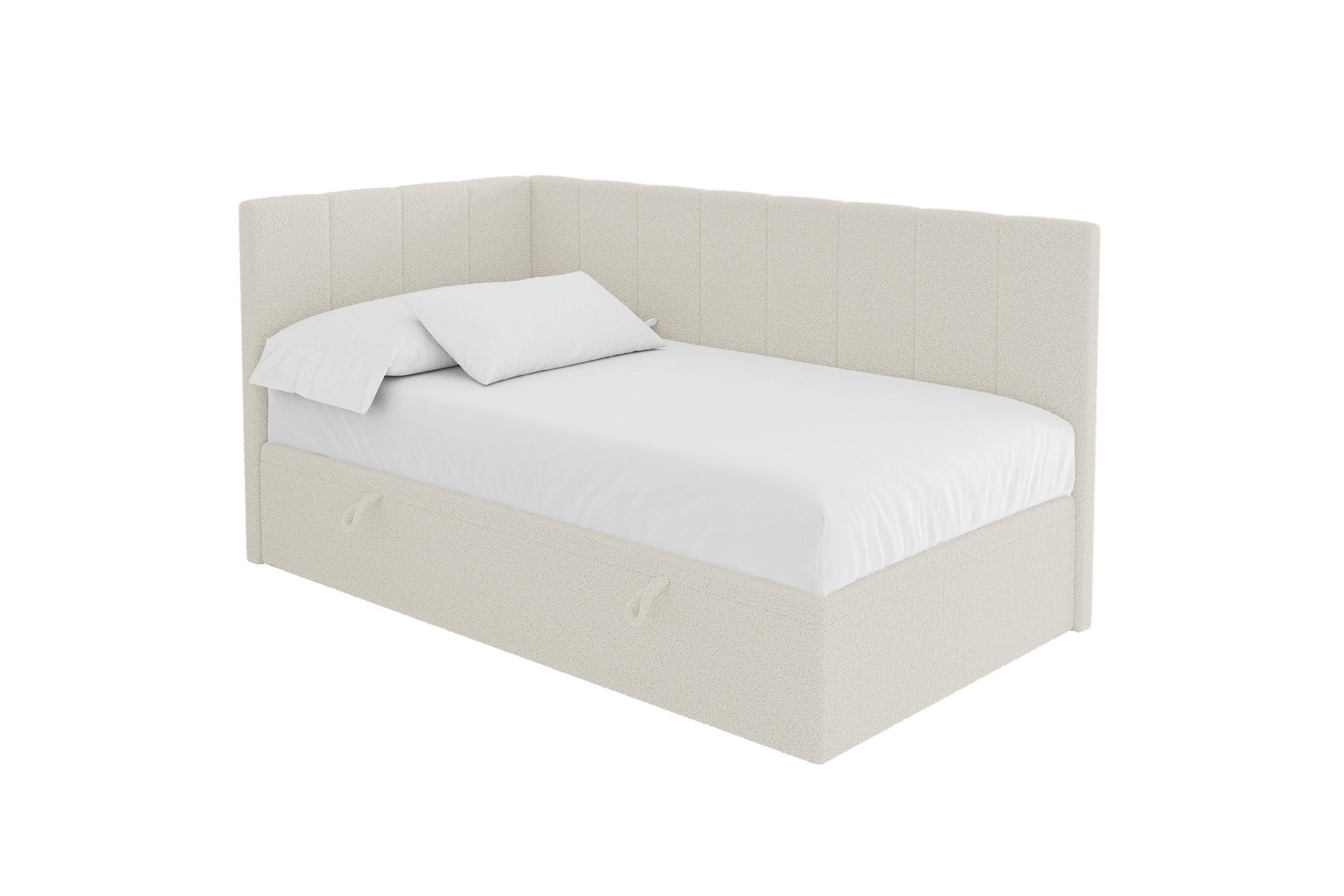 EINZELBETT Jugendbett mit Bettkasten Rechts, mit Matratze - LOVY 100x200 Beige - Hellbraun, Holzwerkstoff/Textil (100/200cm) - ALTDECOR