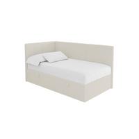 EINZELBETT Jugendbett mit Bettkasten Rechts, ohne Matratze - LOVY 90x200 Beige - Hellbraun, Holzwerkstoff/Textil (90/200cm) - ALTDECOR