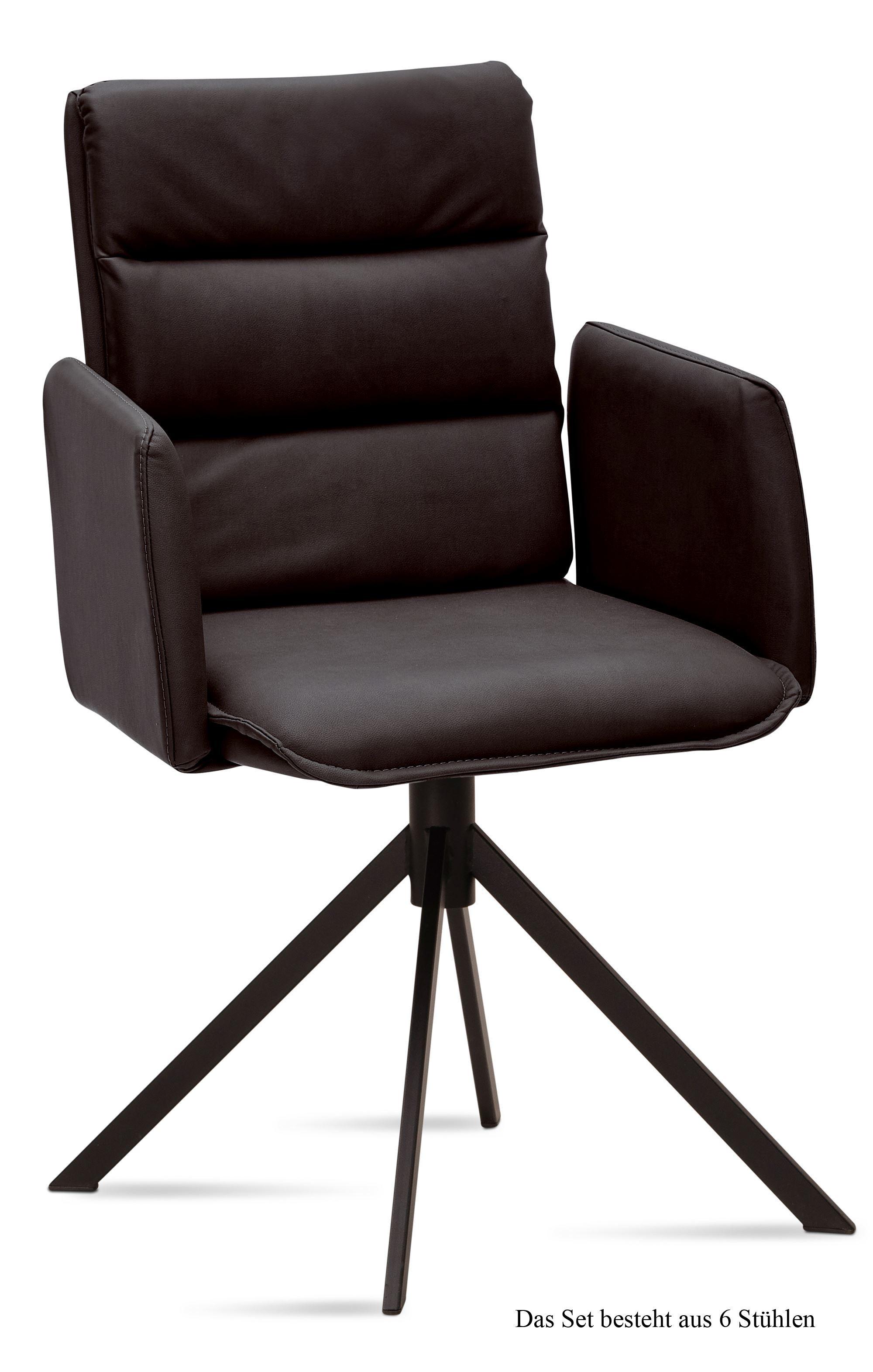 ARMLEHNSTUHL (6er-Set) Dulci 52x92x60 Schwarz/Espresso - Dunkelbraun/Schwarz, Kunststoff (60/92/52cm) - 58aufmkessel