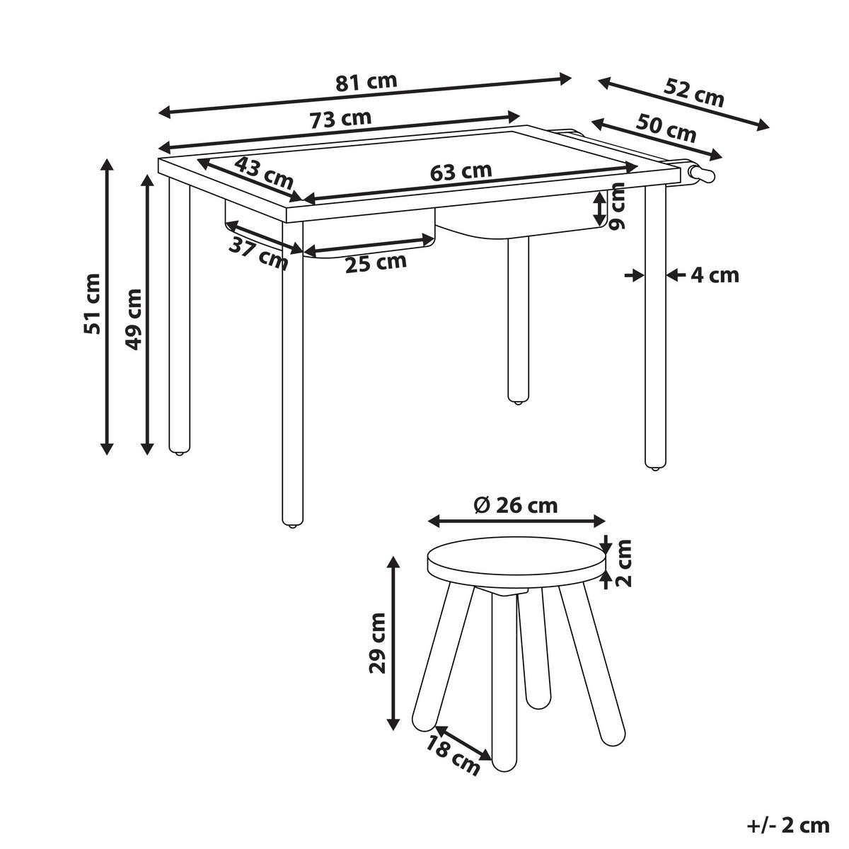 KINDERTISCH und Stuhlset Hellbraun Montessori mit Stauraum Kempsey - Hellbraun, Holz (81/51/52cm) - Beliani