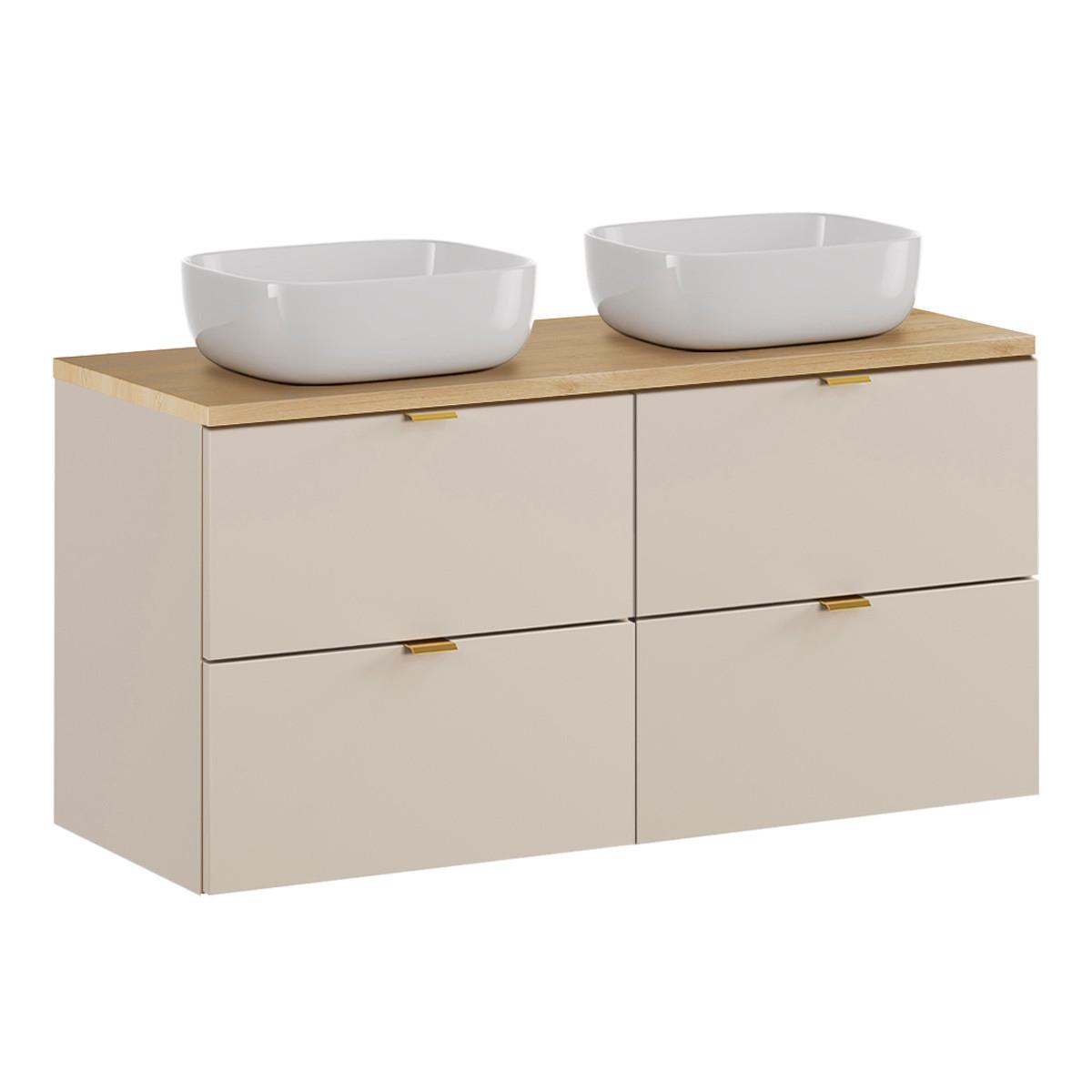 DOPPELWASCHTISCH 120.6cm Azel Kaschmir - Beige, Holzwerkstoff (120.6/52/46cm) - Petits-meubles