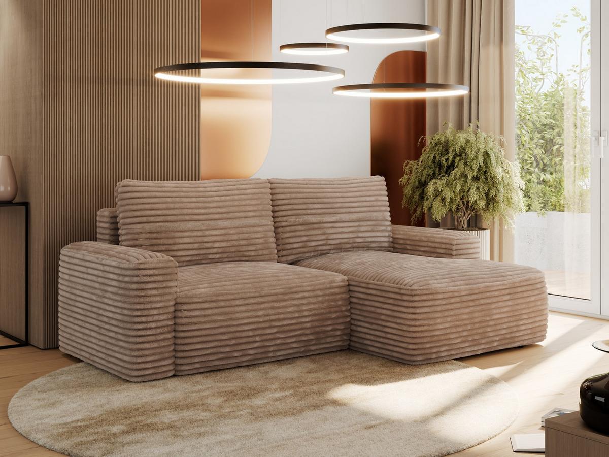 ECKSOFA BELLUNO L Braun Cord - Rechts - Schwarz/Braun, Textil (233/144cm) - MKS