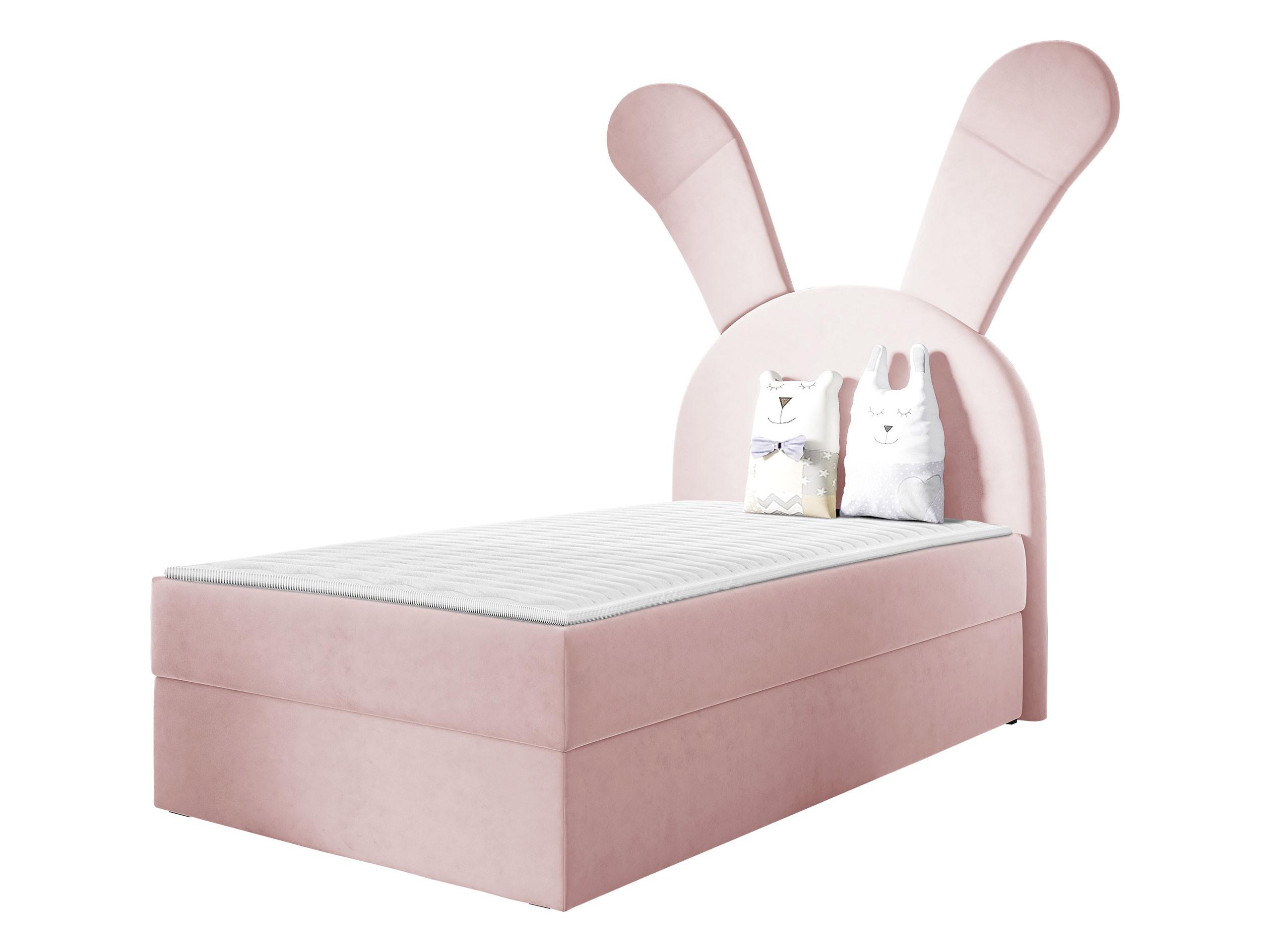 BOXBETT Bunny Light, Seite: Rechts - H3 - Hellrosa/Schwarz, Holz/Textil (100/200cm) - MIRJAN24