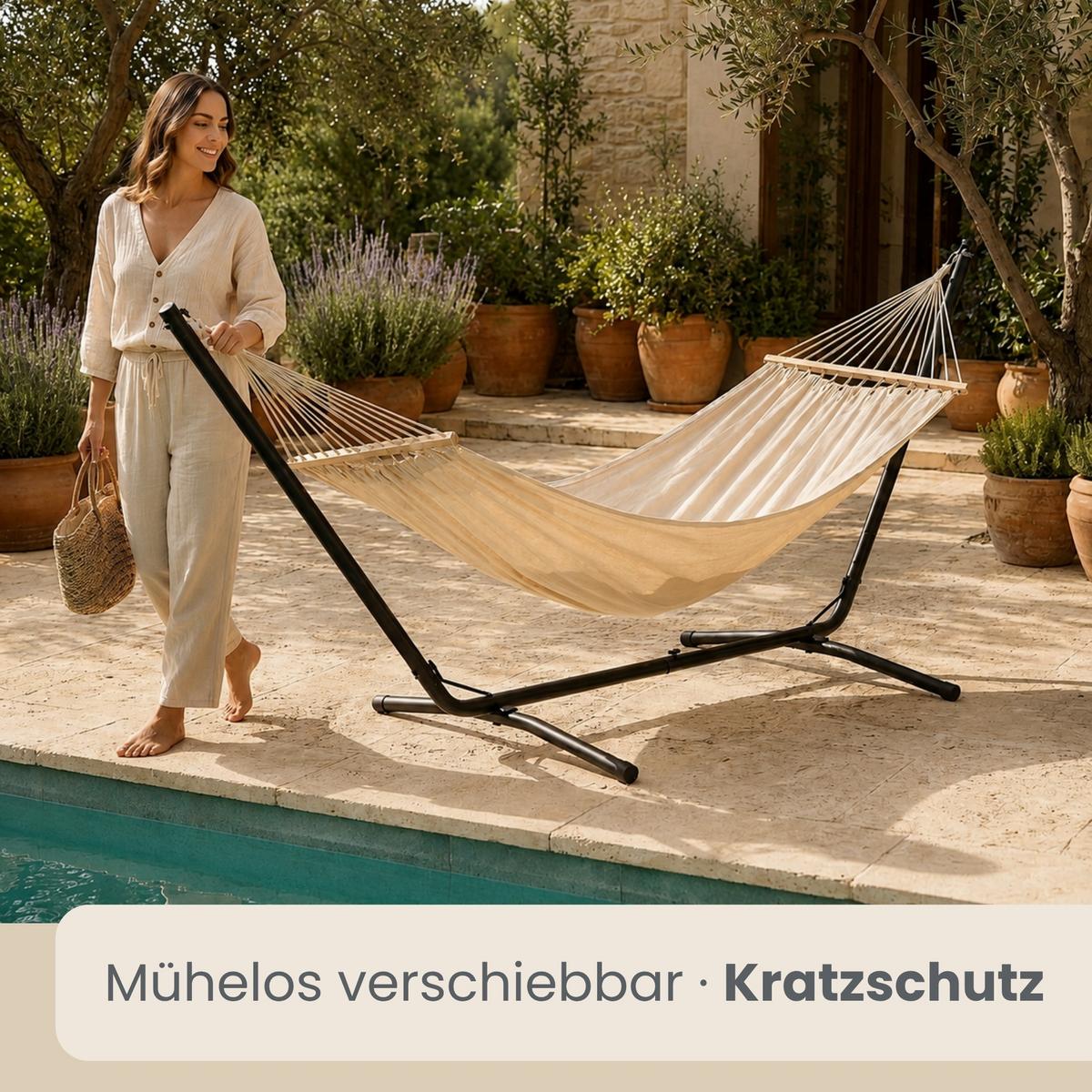 HÄNGEMATTENGESTELL bis 120kg, 310/100cm, schwarz - Schwarz, Metall (310/100/95cm) - Amanka