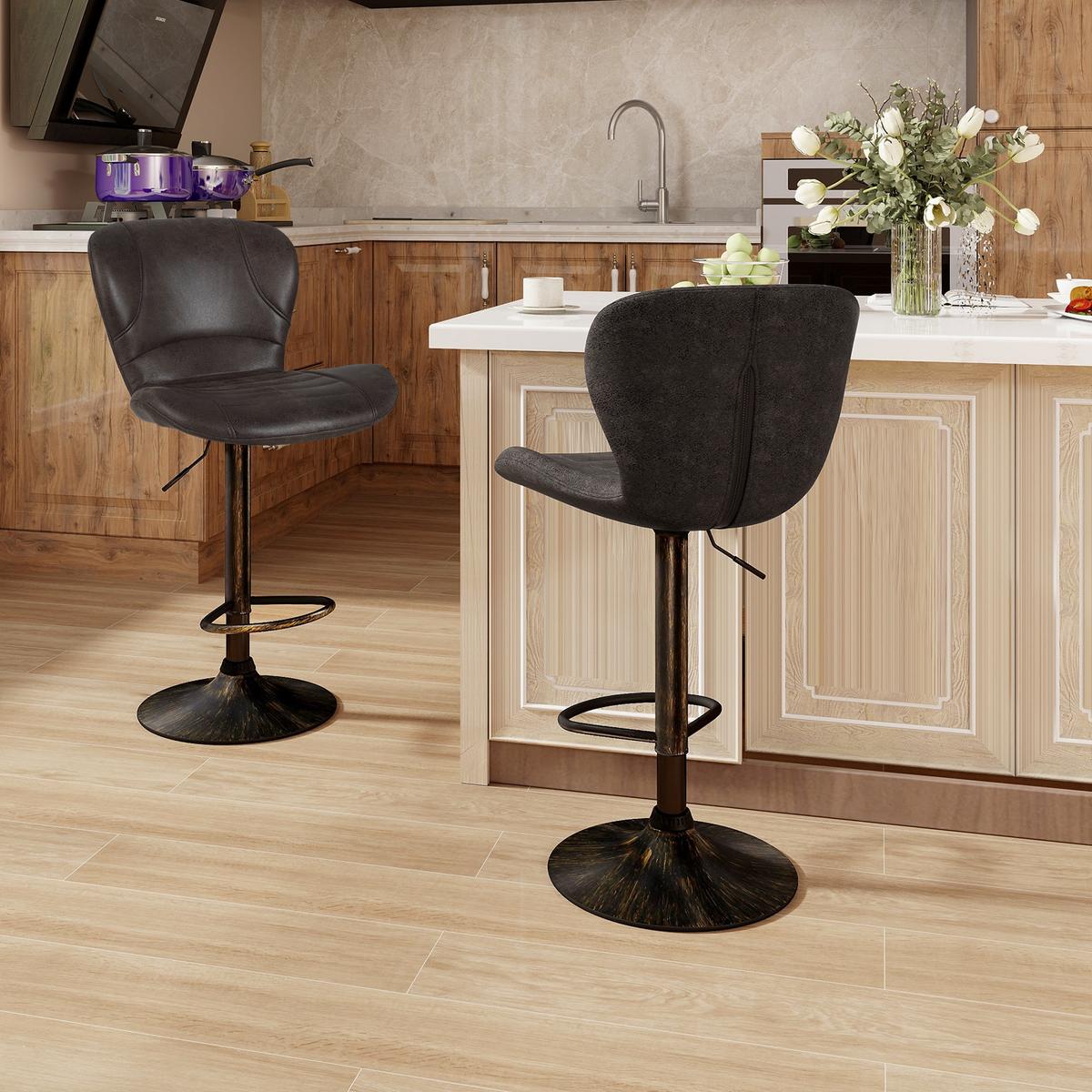 BARHOCKER Braun(2er-Set) - Braun, Metall (56/93/47cm) - COSTWAY