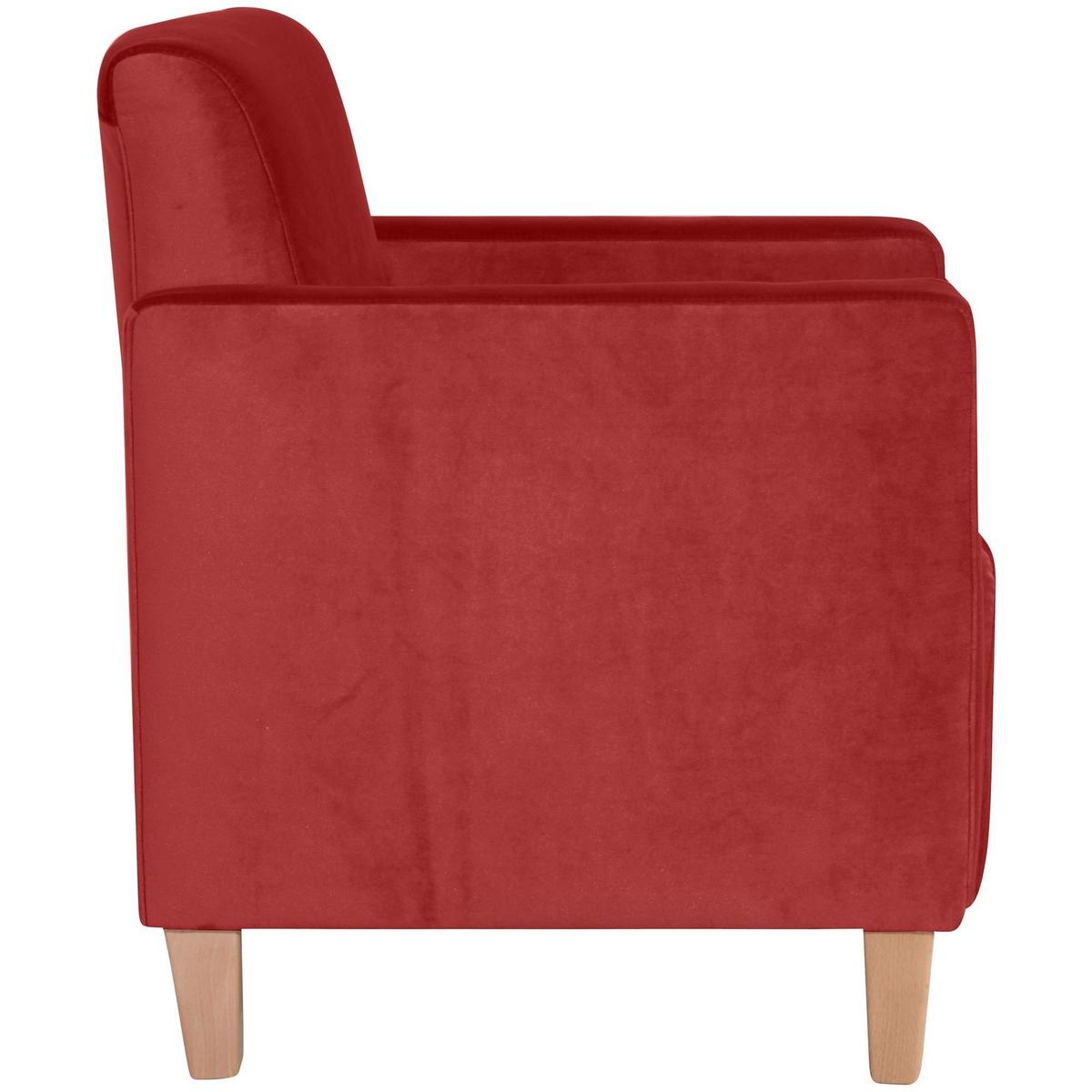 SESSEL Karol Bezug Samtvelours Buche natur / ziegel - Rot, Kunststoff (71/81/70cm) - 58aufmkessel