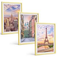 BILDER SET 3er Set - 40x60 cm Goldrahmen - Städte New York Paris Dämmerung - Goldfarben, Kunststoff (40/60cm) - TULUP