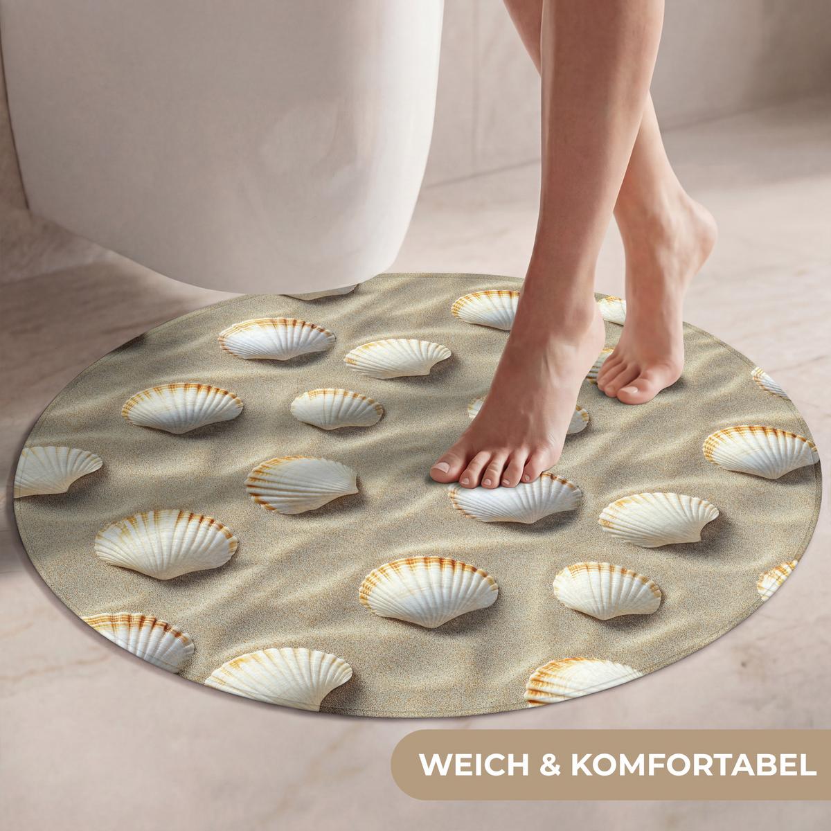 WC-VORLEGER Muscheln - Sand - Maritim Toilettenteppich 70x70 cm - Sandfarben, Textil (70/1cm) - OnlyWow