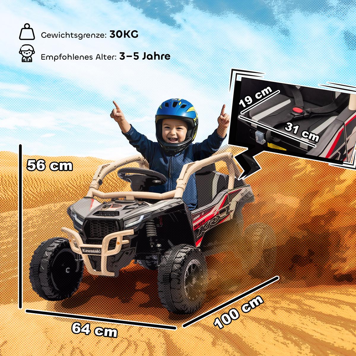 KINDER-ELEKTROAUTO 12V mit 2 Motoren Fernbedienung LED-Leuchten - Gelb, Kunststoff (100/64/56cm) - AIYAPLAY