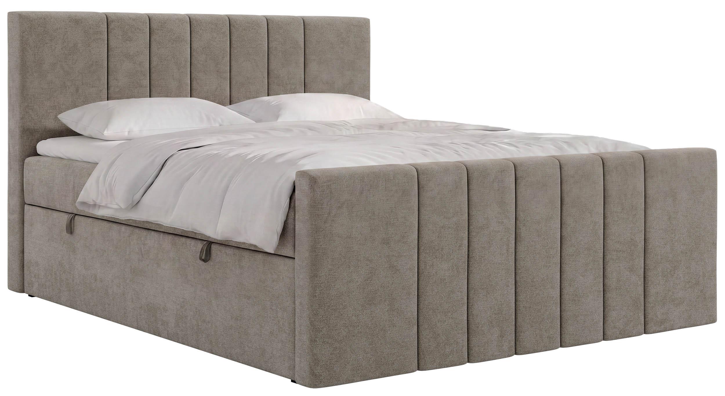 BOXBETT INERO DUO 200/200 - Greige Stukture - Topper T25 - H4 - Greige/Schwarz, Kunststoff/Textil (200/200cm) - MKS
