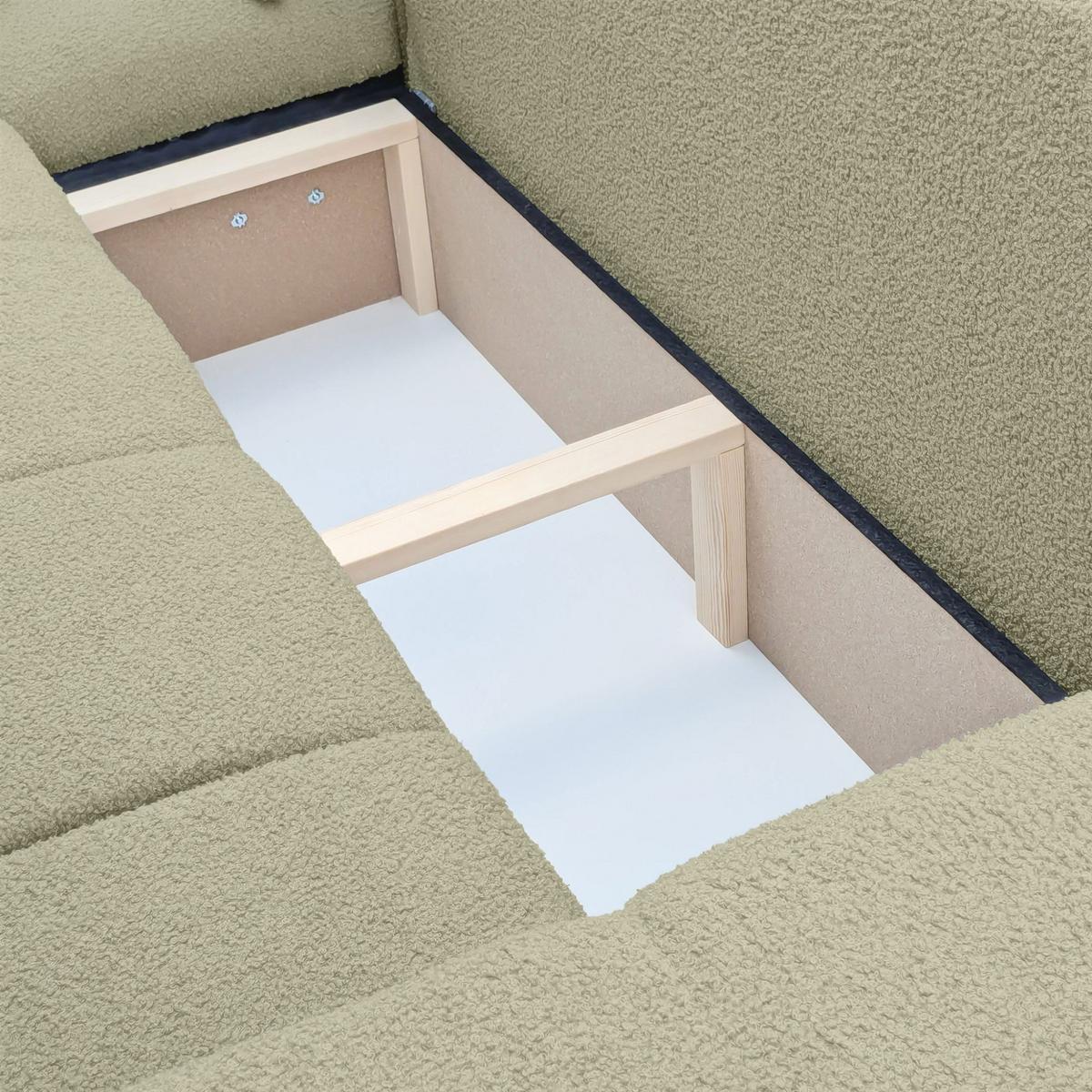 ECKSOFA Anabel Max Mit Schlaffunktion - Grün, Holzwerkstoff/Textil (278/145cm) - Fun Möbel