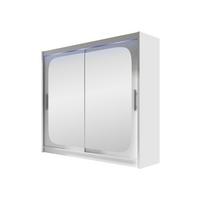 KLEIDERSCHRANK London VIII, mit RGB LED Beleuchtung - Silberfarben/Weiß, Holzwerkstoff/Kunststoff (180/215/58cm) - MIRJAN24