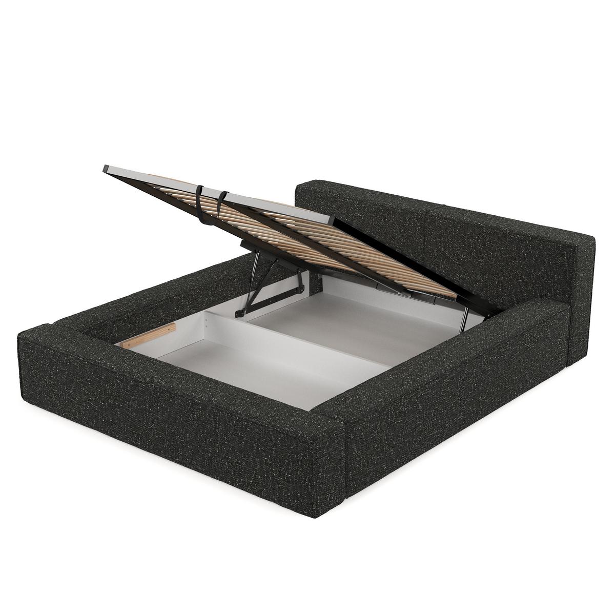 POLSTERBETT Casto mit Stauraum 180/200 cm Schwarz im Blur Stoff - Schwarz/Naturfarben, Holz/Holzwerkstoff (180/200cm) - AltaBeds