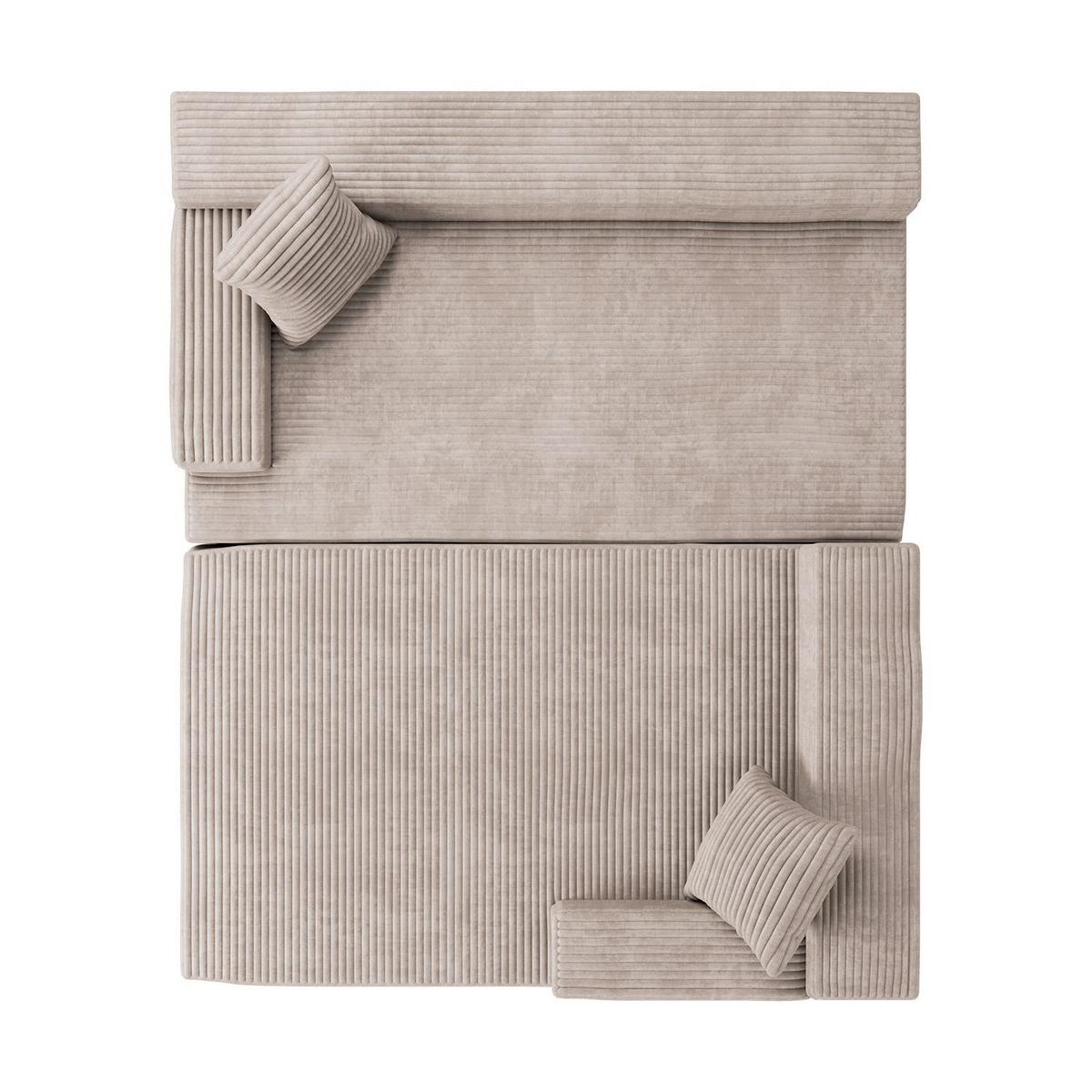 SOFA Coredo taupe Cord - Taupe, Textil (250/155cm) - Juskys
