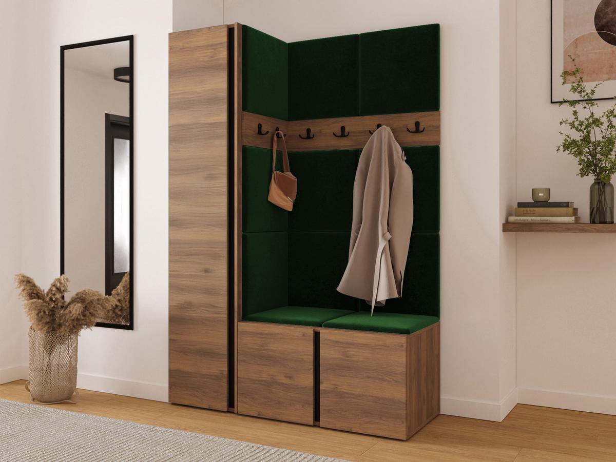 GARDEROBEN-SET Orion IX - Nussbaumfarben/Grün, Holzwerkstoff/Kunststoff (124/186/46cm) - MIRJAN24