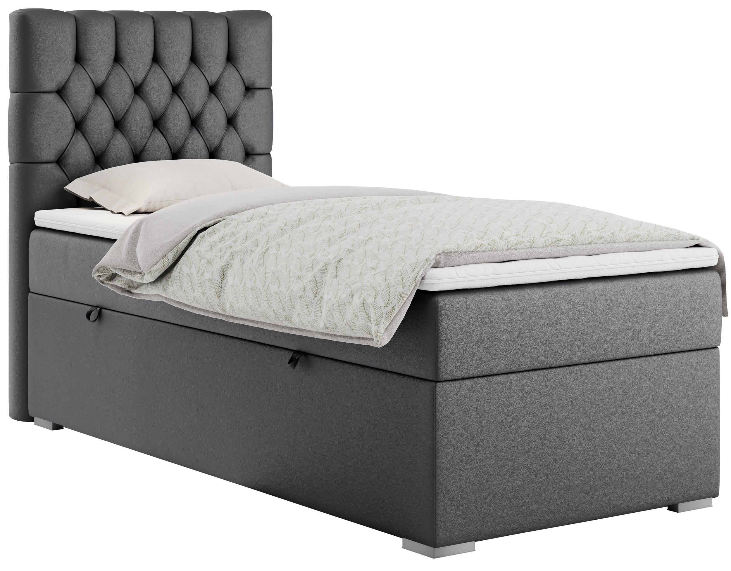 BOXBETT PERA 90/200 Dunkelgrau Kunstleder - H4 - Links Seite - Dunkelgrau, Holz/Textil (90/200cm) - MKS