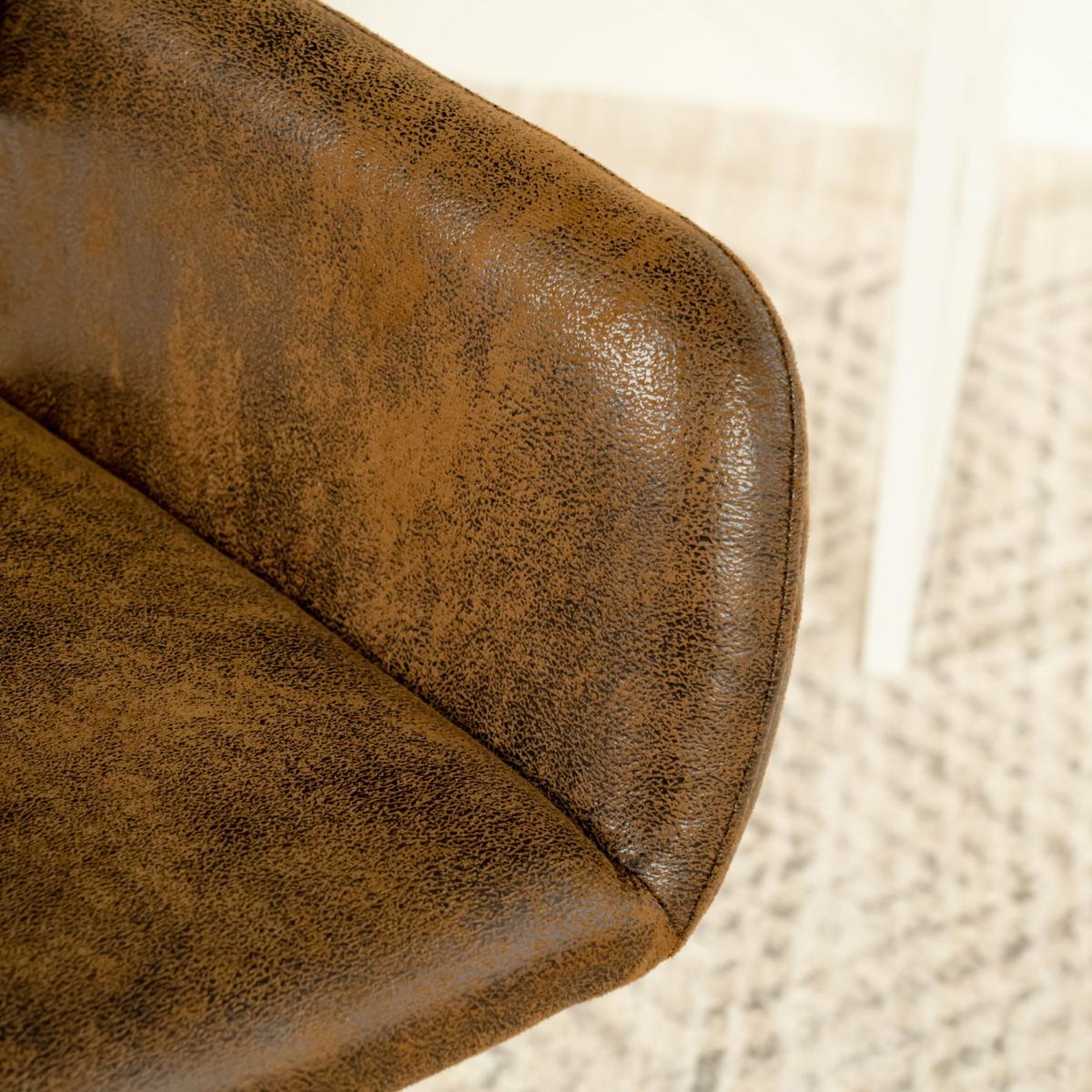 DREHSTUHL – Wildleder Optik, Höhenverstellbar und 360° drehbar - Schwarz/Braun, Textil/Metall (54/85/56cm) - Urban Meuble