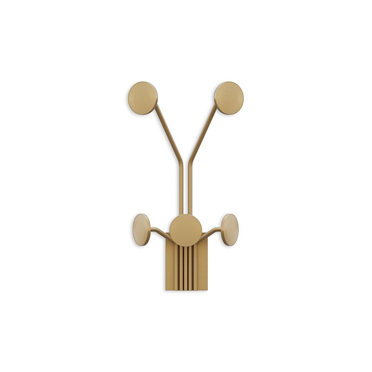 WANDGARDEROBE mit 5 Haken aus goldfarbenem Metall 24/16/40 cm - Goldfarben, Metall (16/40/24cm) - Calicosy