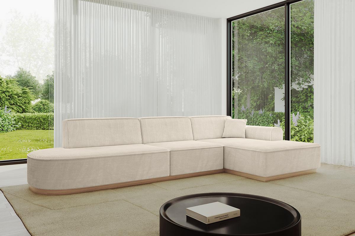 ECKSOFA Ottomane Rechts IREA-L2 - 327x165x80 cm Beige - Beige, Holzwerkstoff/Textil (327/165cm) - ALTDECOR