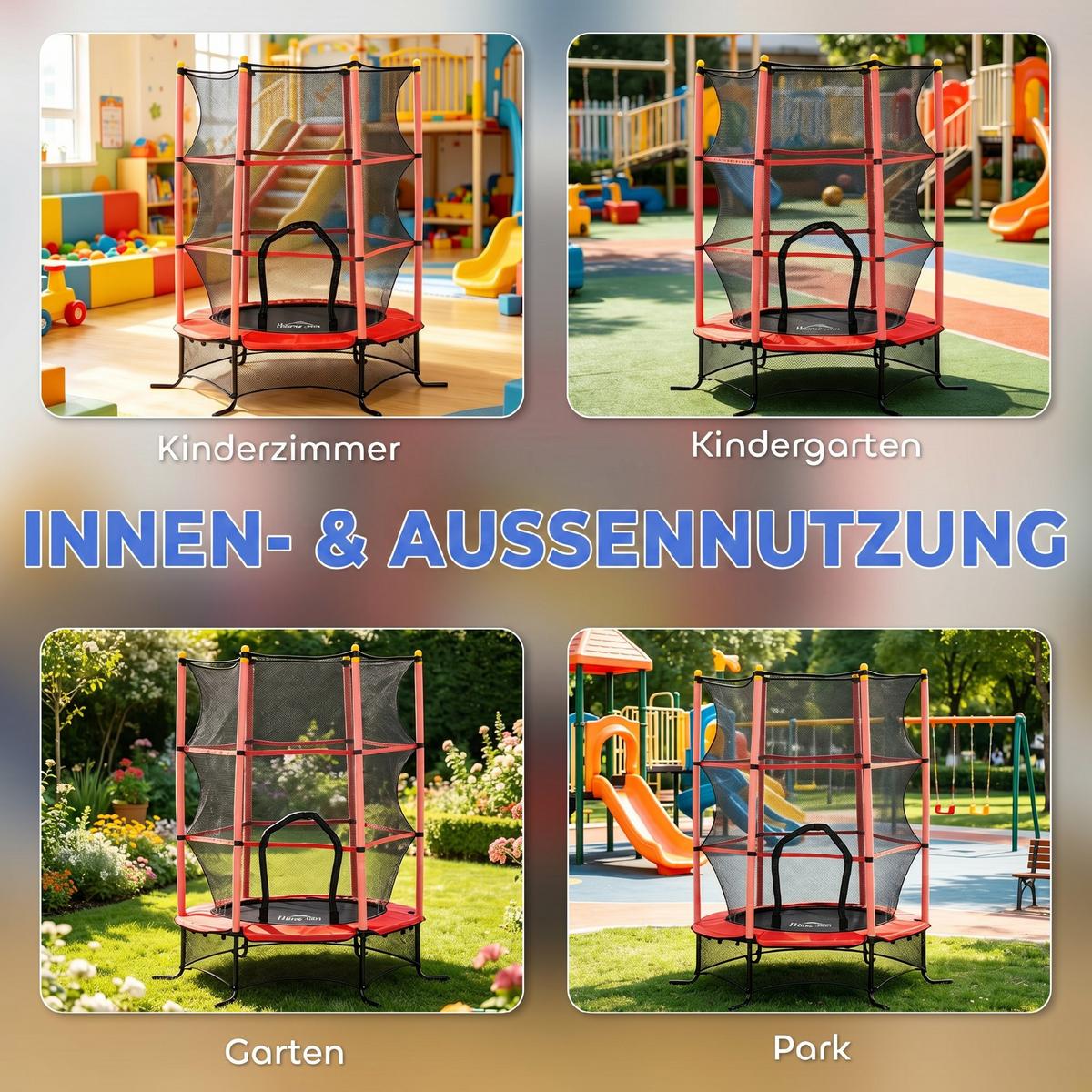 KINDERTRAMPOLIN - Rot, Kunststoff/Metall (163/163cm) - HOMCOM
