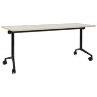 SCHREIBTISCH Zusammenklappbarer Hellbraun 180/60 cm mit Rädern Cavi - Schwarz/Braun, Holzwerkstoff (60/180/75cm) - Beliani