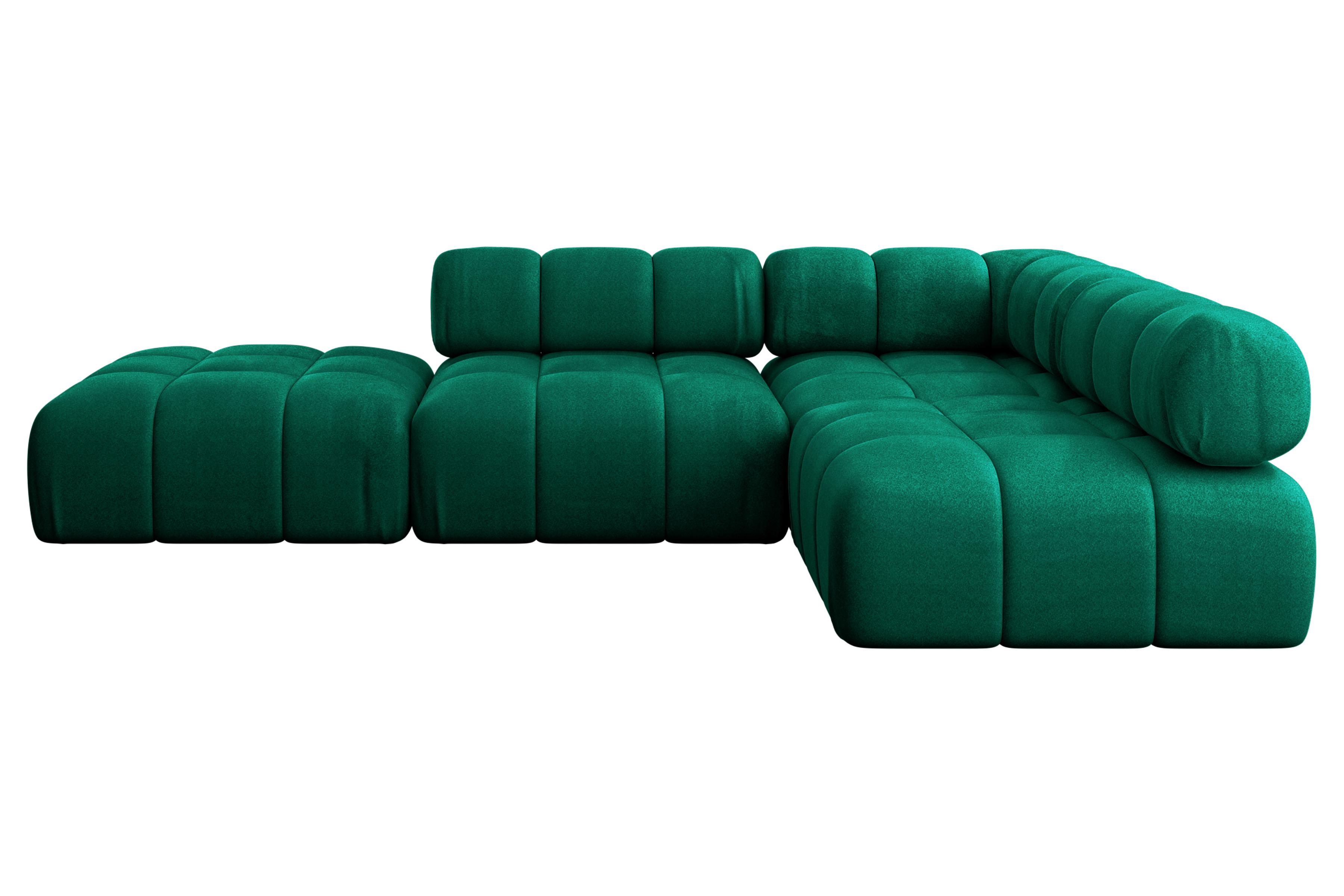 ECKSOFA modulares Sofa Favio-L1 - 285x190x70 cm Dunkelgrün Velours - Dunkelgrün, Holzwerkstoff/Textil (285/190cm) - ALTDECOR