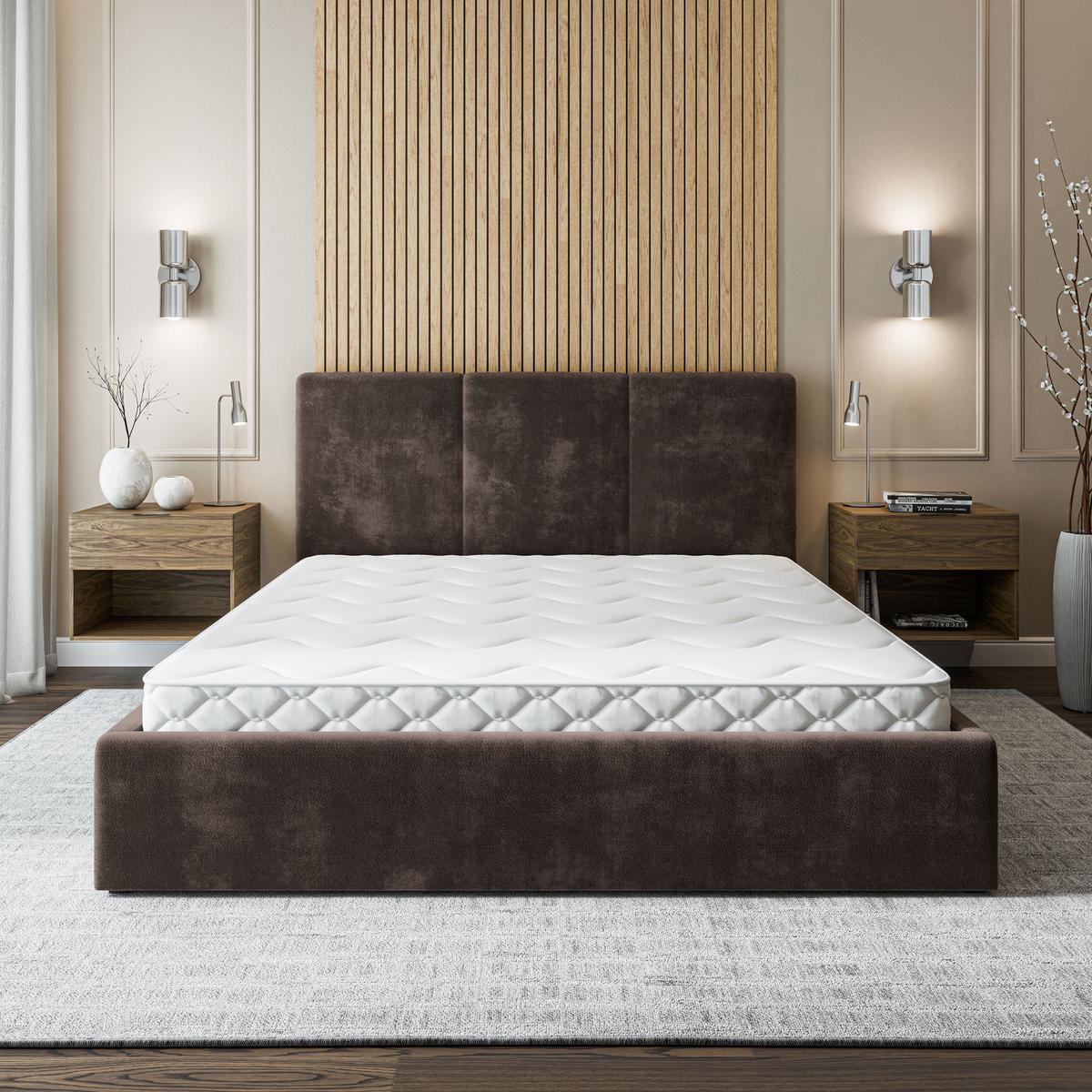 POLSTERBETT AZURI 160x200 cm mit Bettkästen - Braun - Braun, Holz (160/200cm) - MASSENO