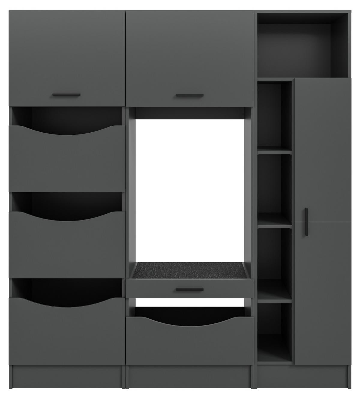 WASCHMASCHINENSCHRANK in grau Set 3-teilig 176 x 196 cm, modernes Design - Schwarz/Grau, Holzwerkstoff/Kunststoff (176/196/68cm) - Inn.Furn
