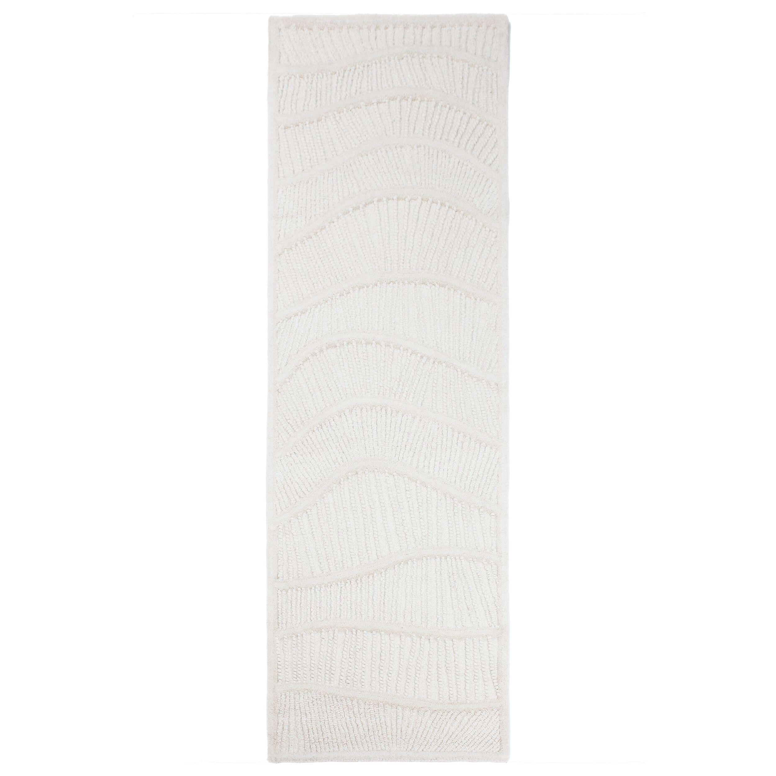 TEPPICH aus Wolle CARVE in Weiß, abstrakt, 80 x 230 cm - Beige, Textil (80/230cm) - KADIMA DESIGN