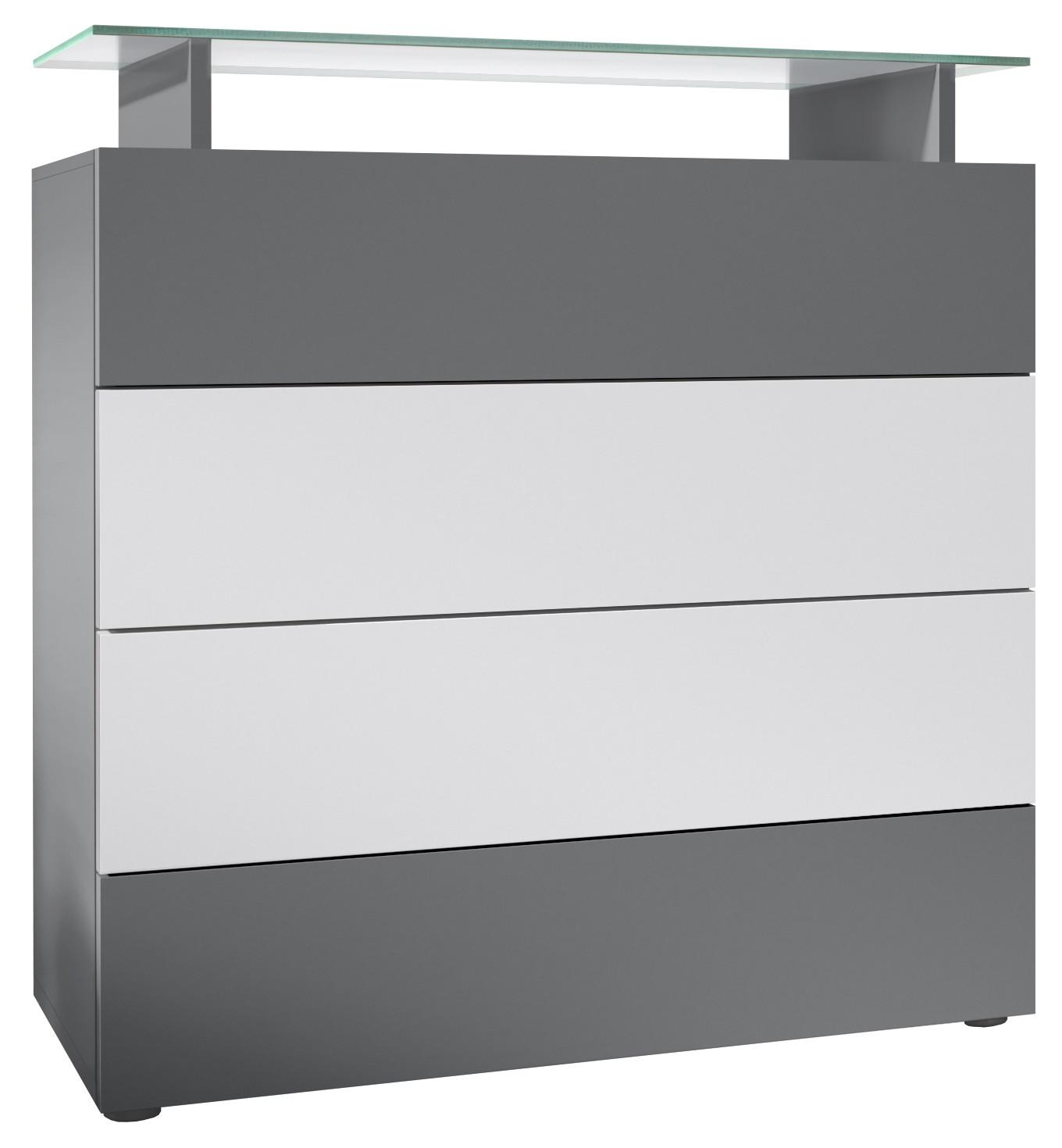 KOMMODE Pavos Anthrazit matt / Weiß matt - Anthrazit/Weiß, Holzwerkstoff (76/80/33cm) - Vladon
