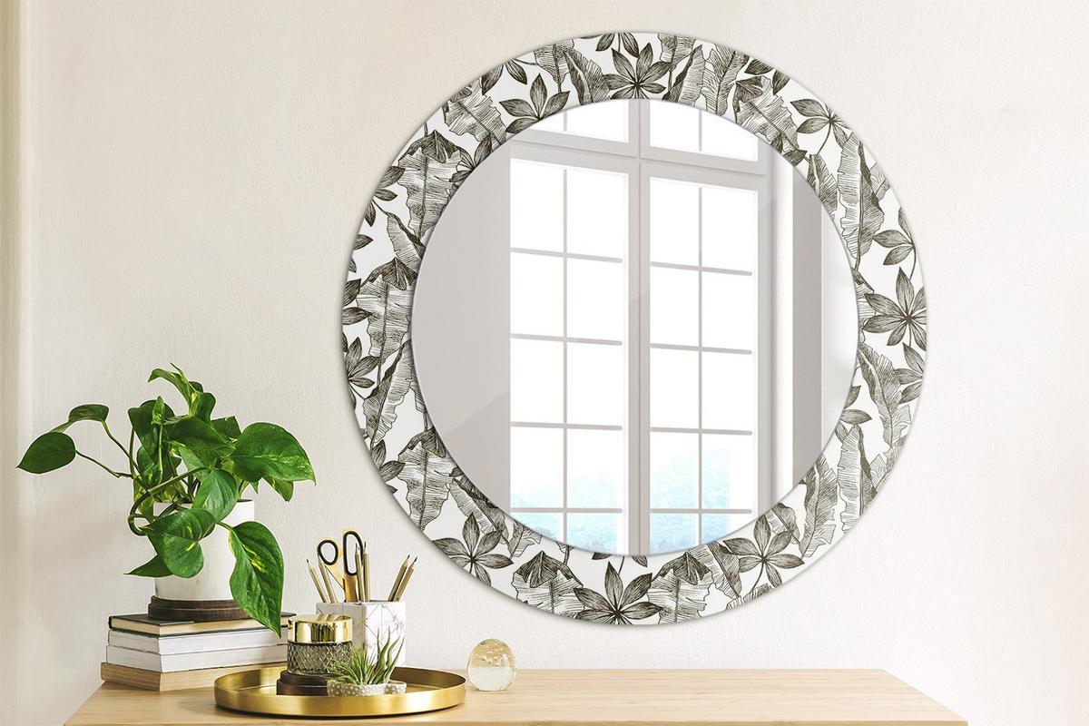 SPIEGEL Rund Ø 60 cm mit Aufdruck - Schwarz, Glas (60/60/0.4cm) - Wallfluent