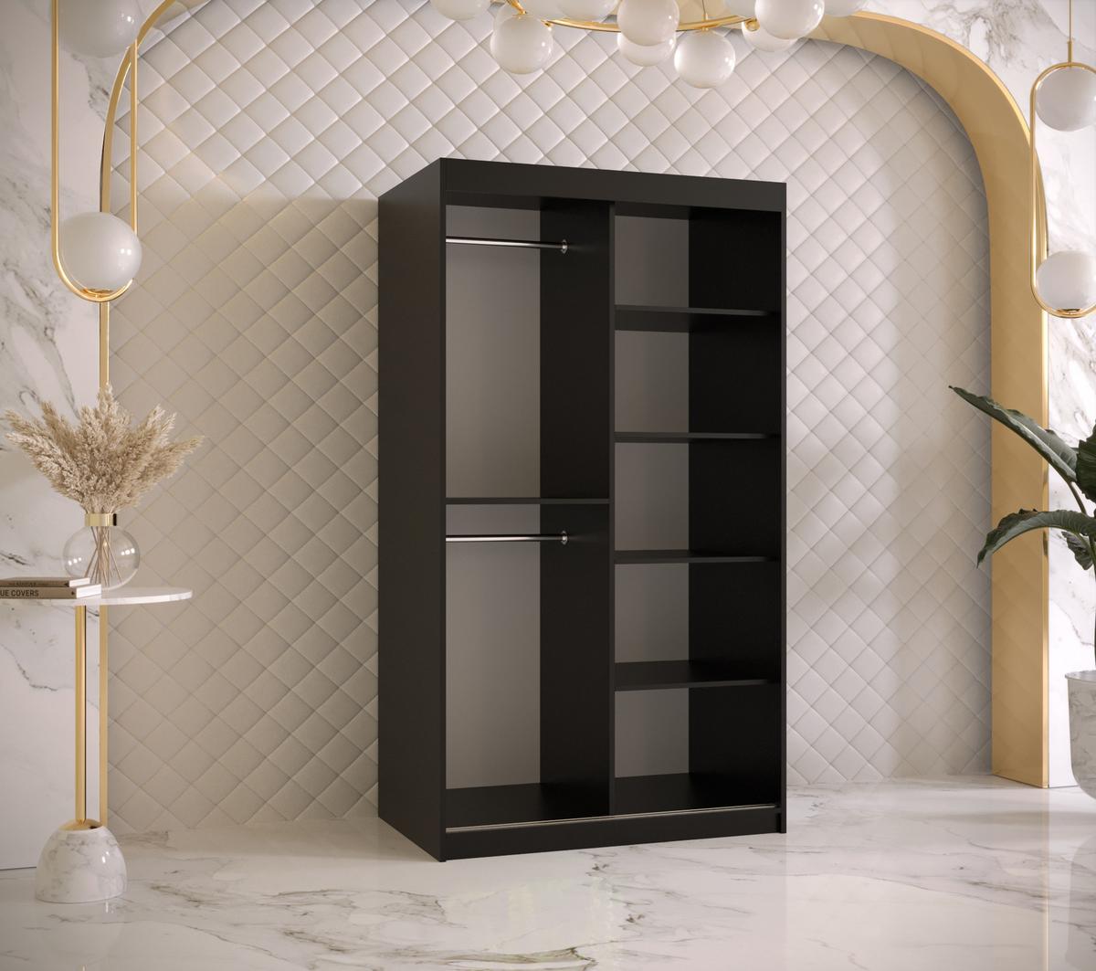 SCHWEBETÜRENSCHRANK 200/100/62 2-türig - Goldfarben/Schwarz, Holz/Kunststoff (100/200/62cm) - MÖBEL KRYSPOL