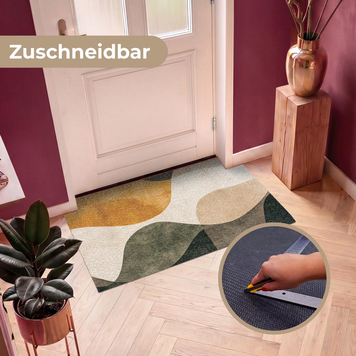 FUSSMATTE Formen - Ockergelb - Abstrakt Flurteppich 120x80 cm - Multicolor, Kunststoff (120/0.4cm) - MuchoWow