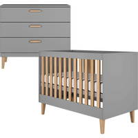 BABYZIMMER 2-teilig Kubi Grau - Grau, Holzwerkstoff (66/90/124cm) - Petits-meubles