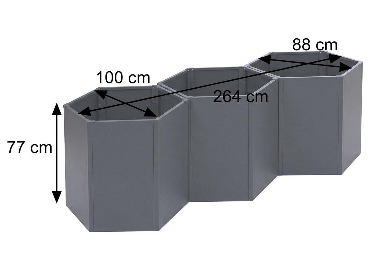 HOCHBEET 3ER-SET Grau 3er-Set-Set - Grau, Metall (264/77/100cm) - MCW