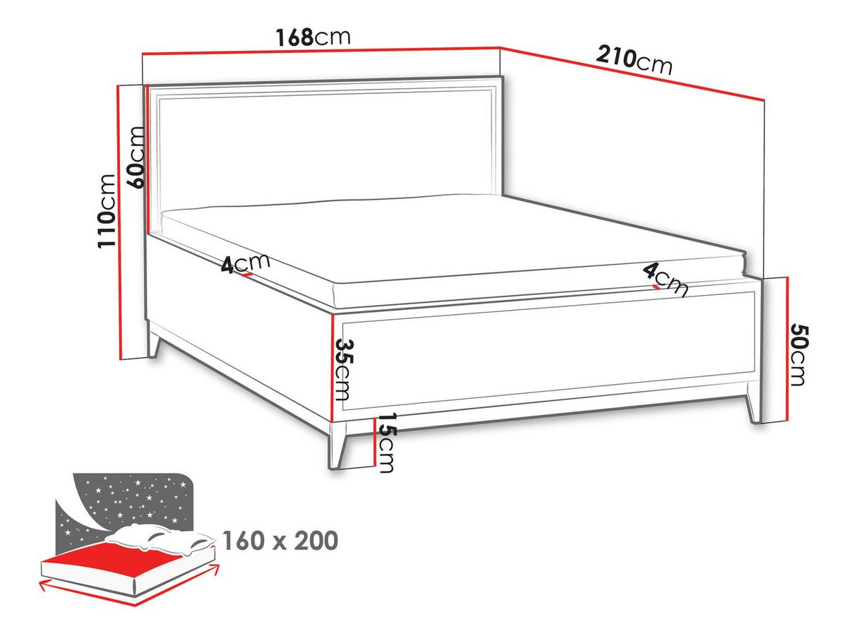 BETT Windsor W-16 - 160x200 cm - Kaschmir/Naturfarben, Holz/Holzwerkstoff (160/200cm) - MIRJAN24
