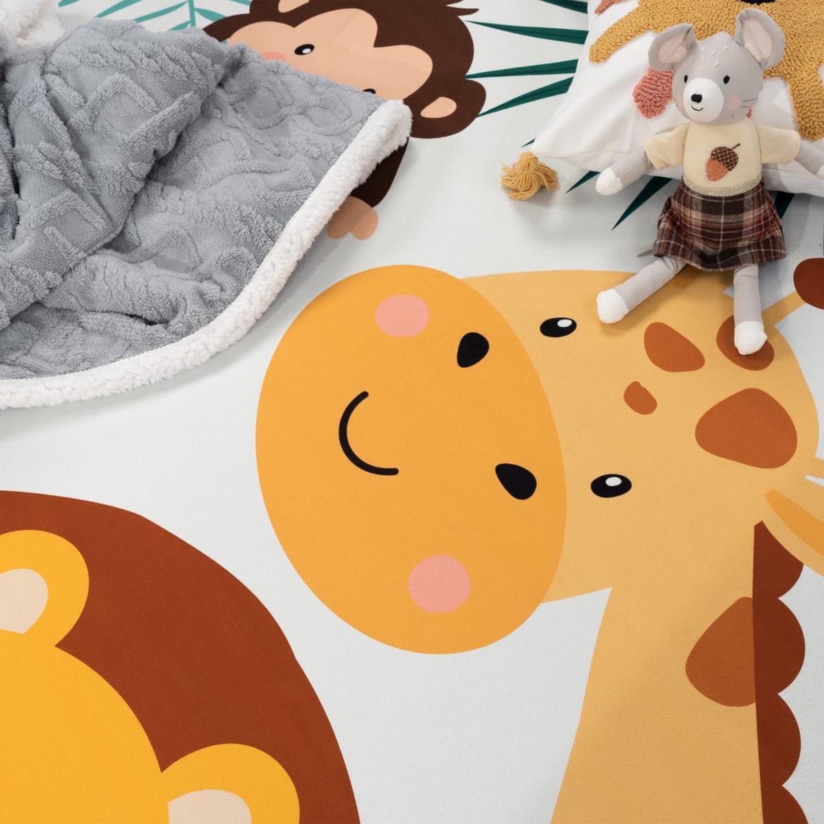 KINDERTEPPICH Waschbar, mit Dschungeltiere‑Muster, Beige, 80 x 150 cm - Beige, Textil (150/80cm) - KADIMA DESIGN