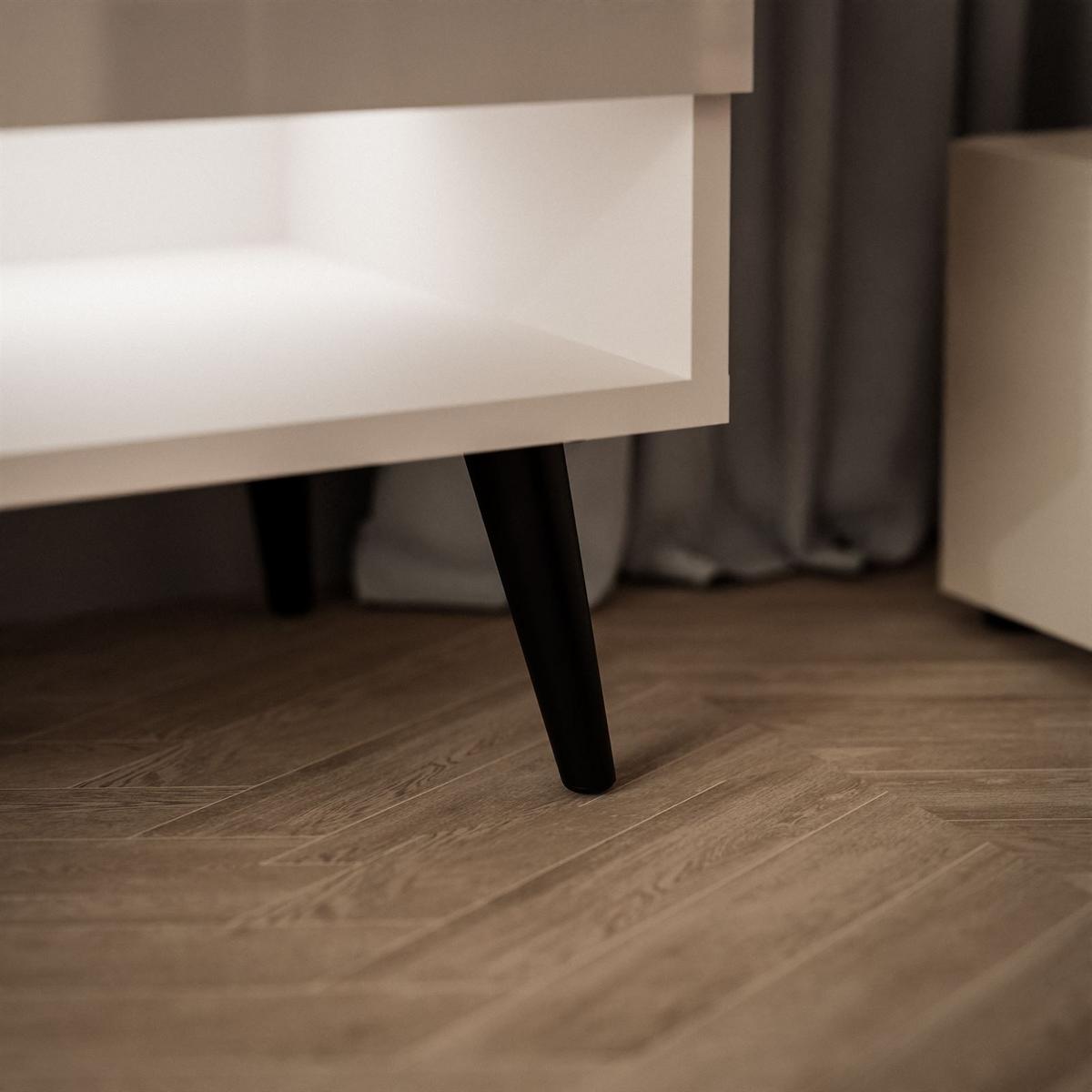 LOWBOARD TV-Schrank CALANTE 180 cm auf schrägen schwarzen Beinen - Beige/Schwarz, Holzwerkstoff/Metall (180/43/35cm) - Lookway