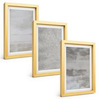 BILDER SET 3er Set - 20x30 cm Goldrahmen - Moderne minimalistische Texturen - Goldfarben, Kunststoff (20/30cm) - TULUP