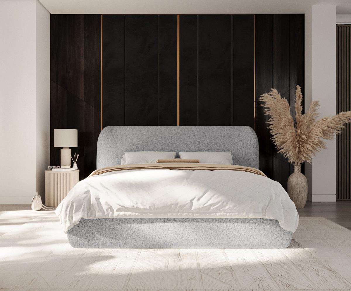 POLSTERBETT Bellano mit Stauraum 140/200 cm Grau im Riva Stoff - Schwarz/Naturfarben, Holz/Holzwerkstoff (140/200cm) - AltaBeds