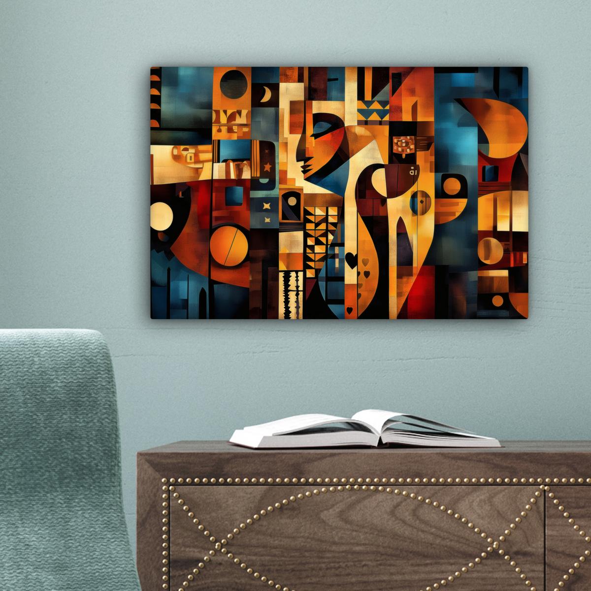 LEINWANDBILD Figuren - Abstrakt - Symbole Deko Schlafzimmer 30x20 cm - Terracotta, Textil (30/20cm) - MuchoWow