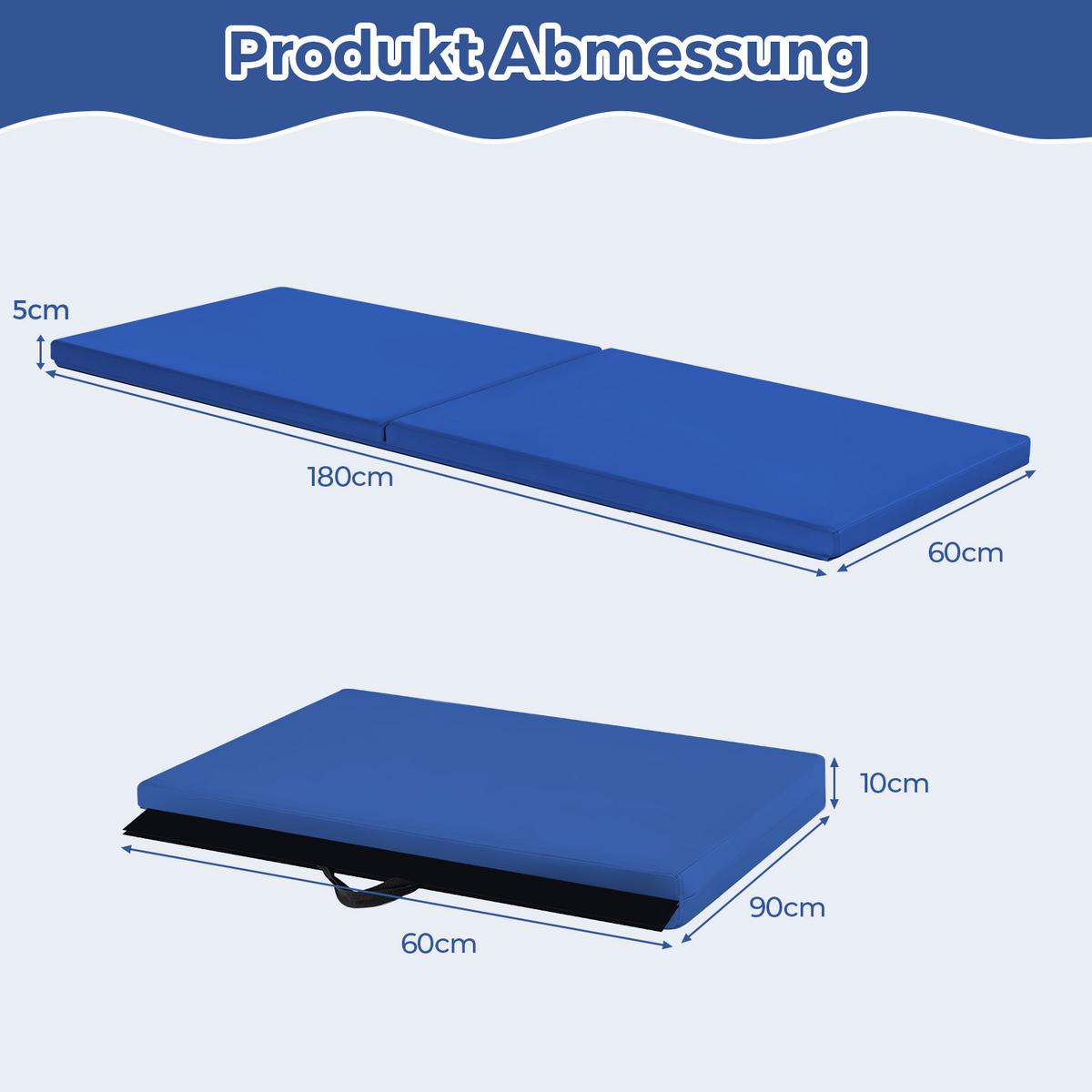 SPORTMATTE Blau - Blau, Leder (180/60cm) - COSTWAY