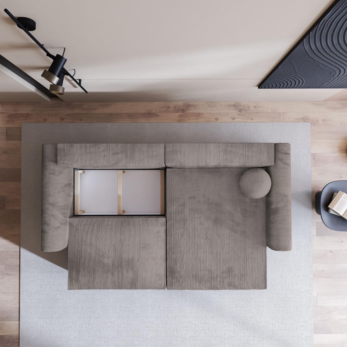 ECKSOFA FIANO P Beige Kordstoff mit Schlaffunktion - Beige/Grau, Holz/Kunststoff (245/148cm) - MASSENO