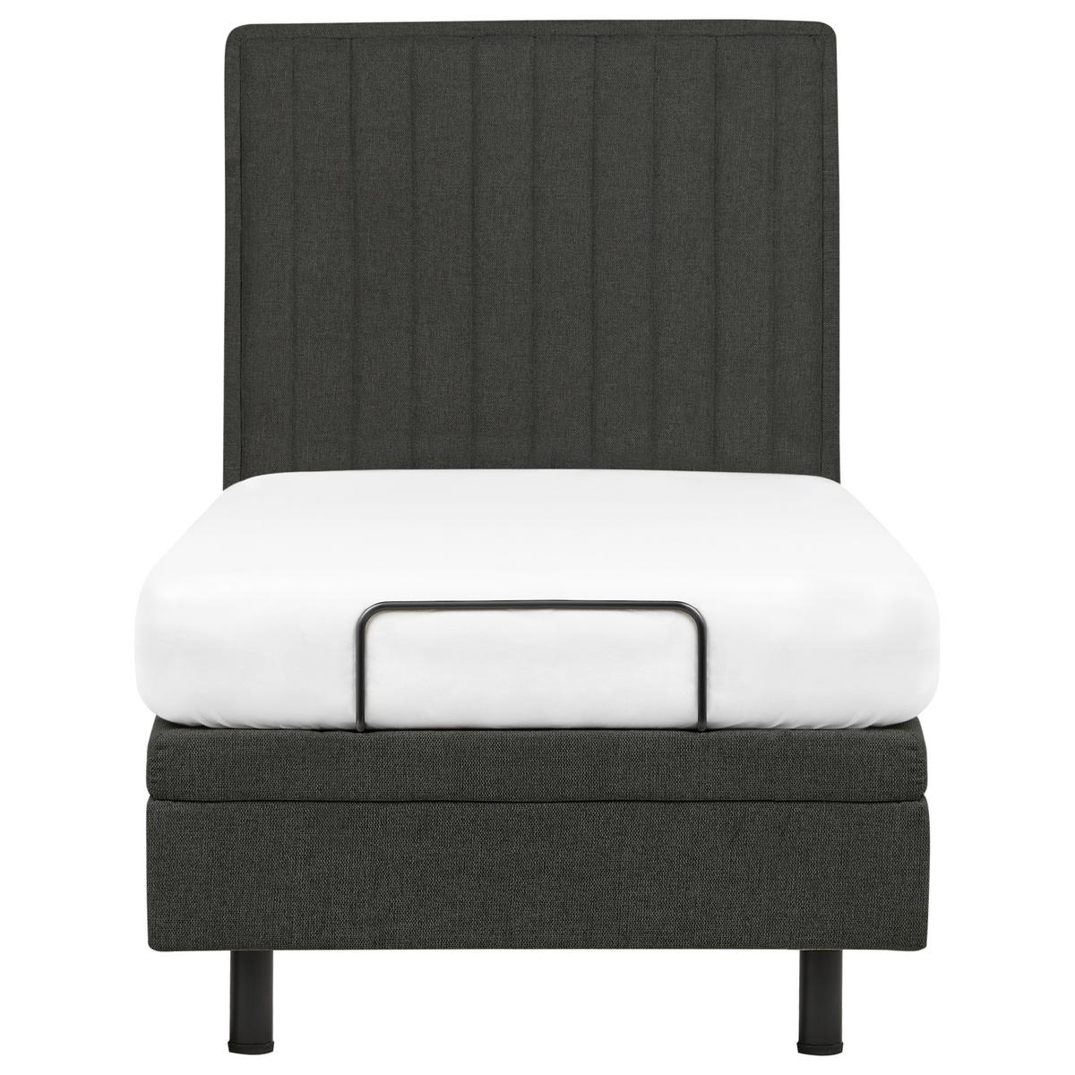 BETT verstellbar 90/200 cm Stoff Dunkelgrau Castellan - Dunkelgrau, Textil (90/200cm) - Beliani
