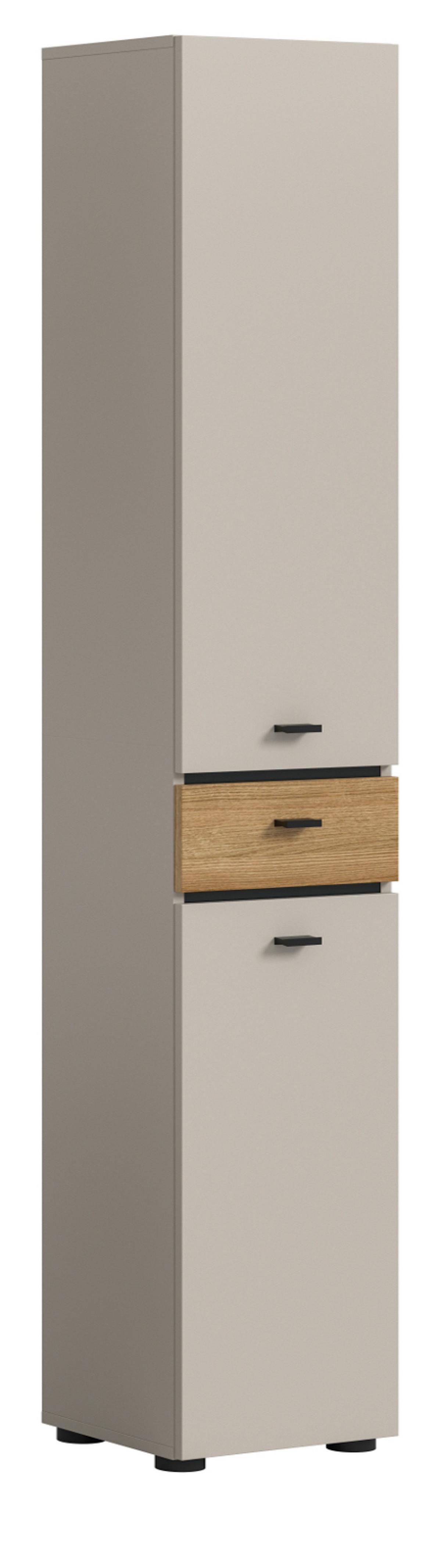 HOCHSCHRANK Kaschmir, Evoke Eiche 32 x 191 cm, Badschrank mit wechselbarem Türanschlag - Kaschmir/Eichefarben, Holzwerkstoff/Kunststoff (32/191/30cm) - Inn.Furn